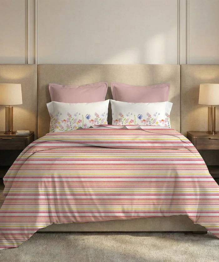 Soft Comfort King Bedsheet Set, Bloom Era | 200 TC Cotton|2 Pillow Covers