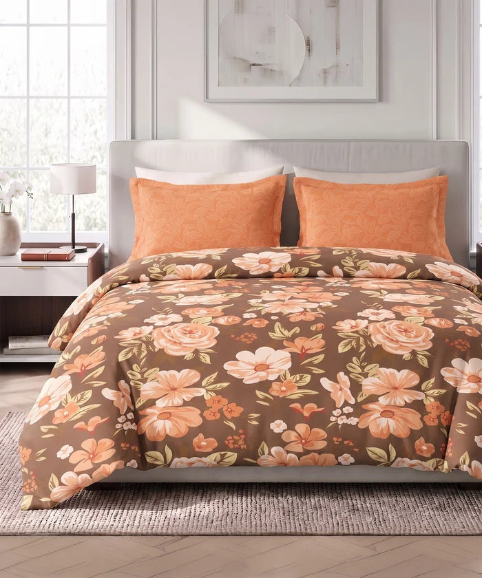 Soft Comfort King Bedsheet Set, CHARLOTTE | 180 TC Cotton|2 Pillow Covers