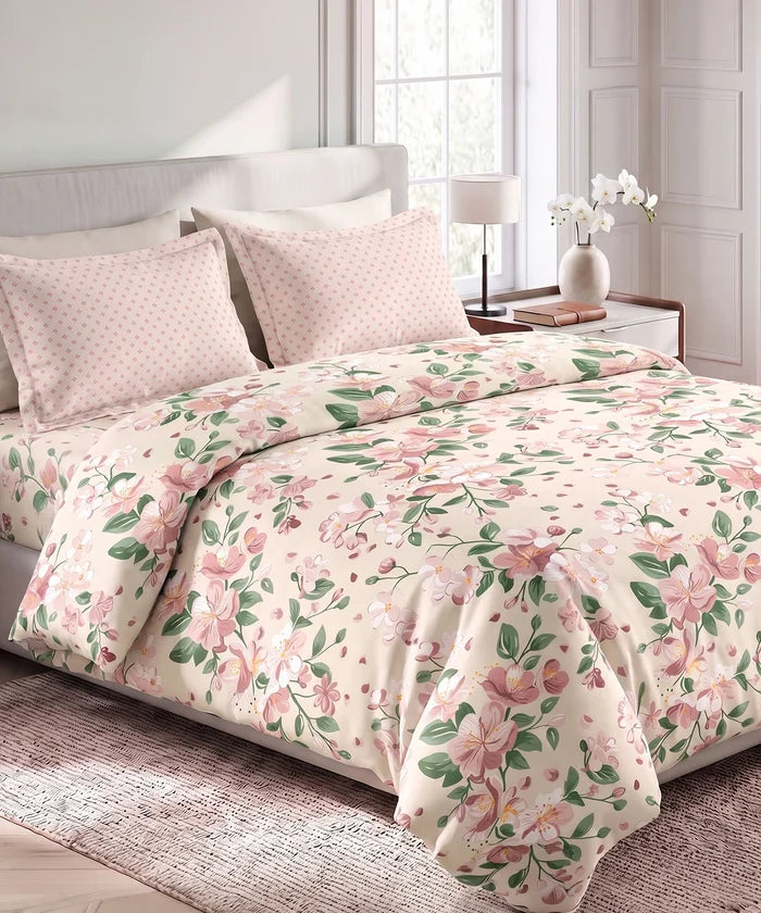 Soft Comfort King Bedsheet Set, DAISY | 180 TC Cotton|2 Pillow Covers