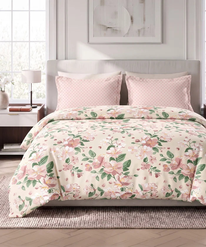 Soft Comfort King Bedsheet Set, DAISY | 180 TC Cotton|2 Pillow Covers