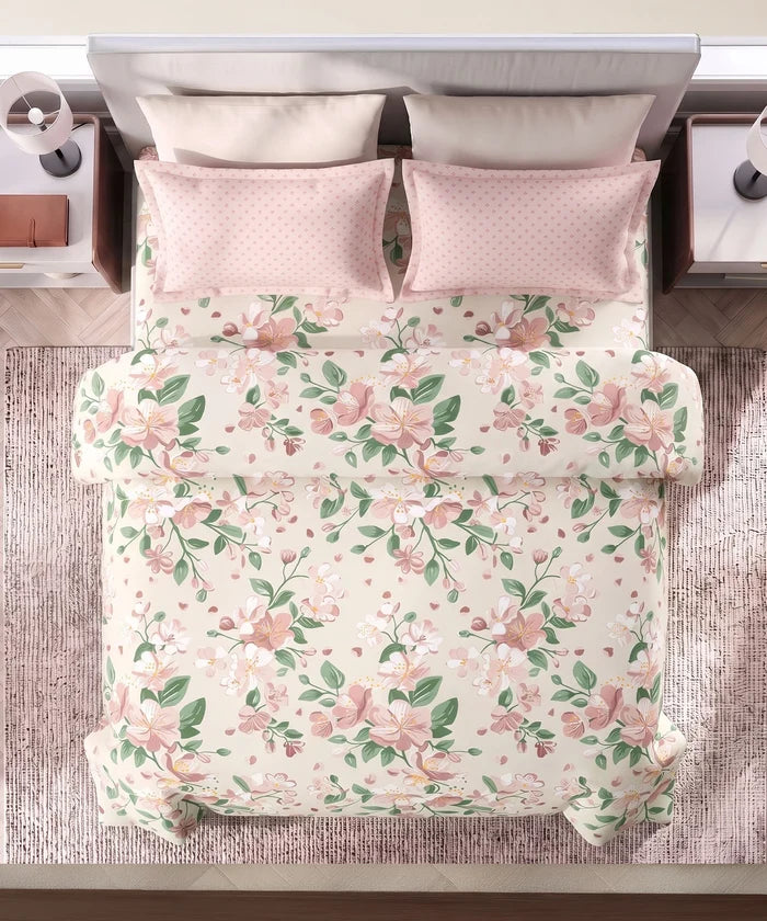 Soft Comfort King Bedsheet Set, DAISY | 180 TC Cotton|2 Pillow Covers