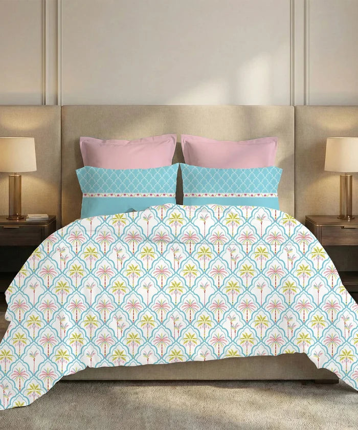Soft Comfort King Bedsheet Set, Fiona | 200 TC Cotton|2 Pillow Covers