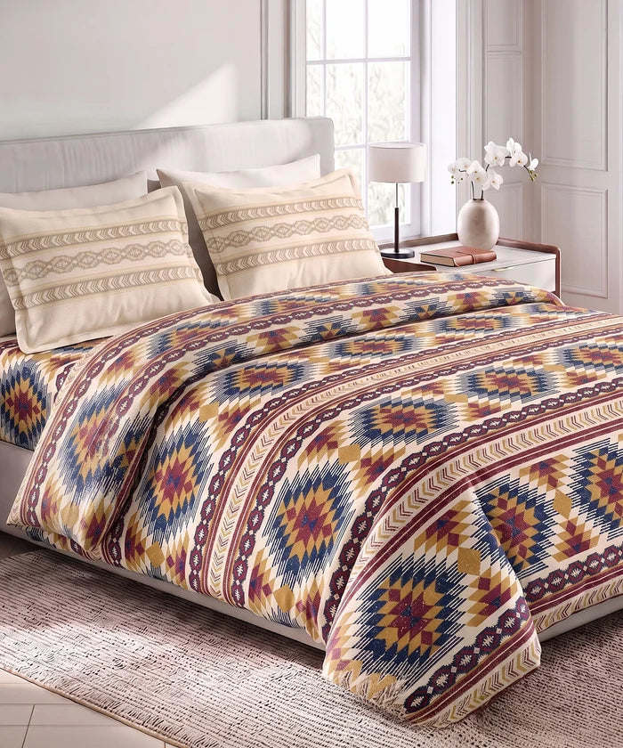 Soft Comfort King Bedsheet Set, GRACE | 180 TC Cotton|2 Pillow Covers
