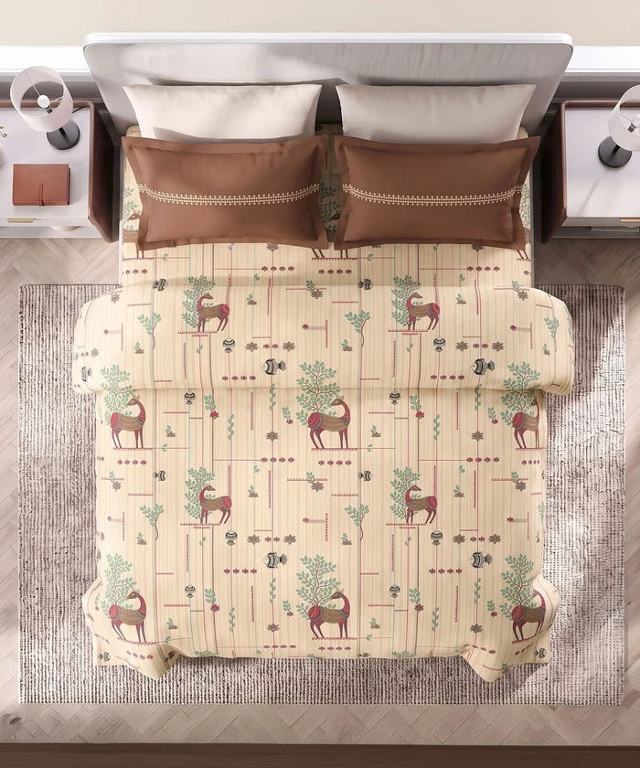 Soft Comfort King Bedsheet Set, HARINI | 180 TC Cotton|2 Pillow Covers