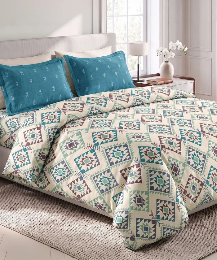 Soft Comfort King Bedsheet Set, ORNA | 180 TC Cotton|2 Pillow Covers