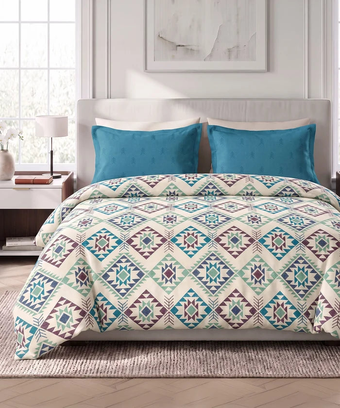 Soft Comfort King Bedsheet Set, ORNA | 180 TC Cotton|2 Pillow Covers