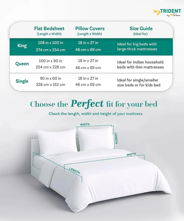 Soft Comfort King Bedsheet Set, ORNA | 180 TC Cotton|2 Pillow Covers