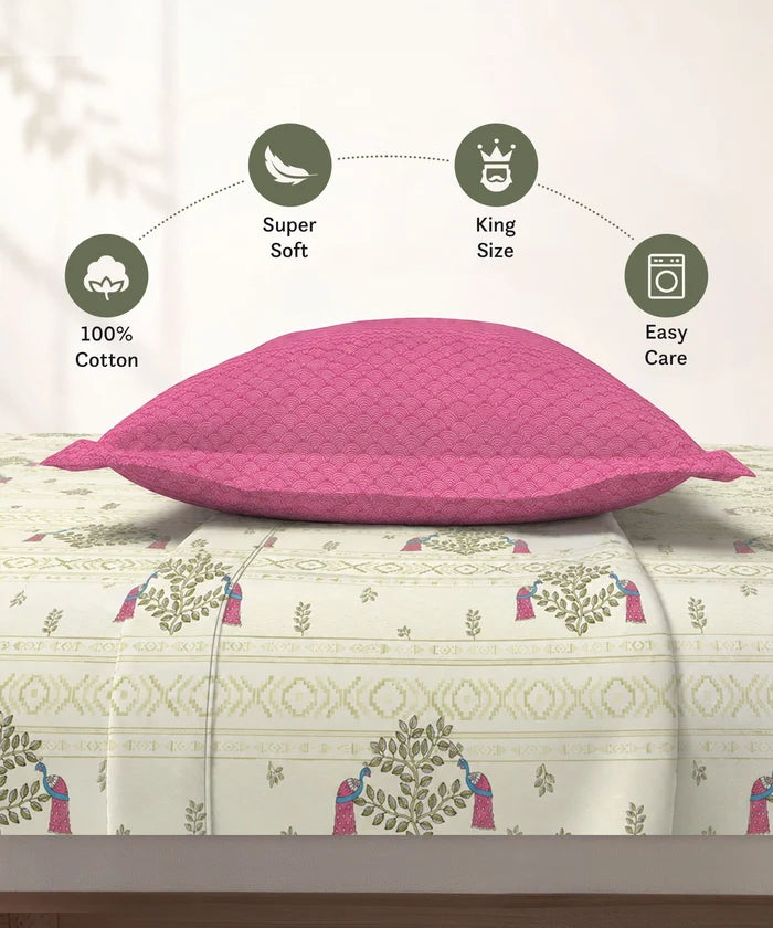 Soft Comfort King Bedsheet Set, RITVI | 180 TC Cotton|2 Pillow Covers