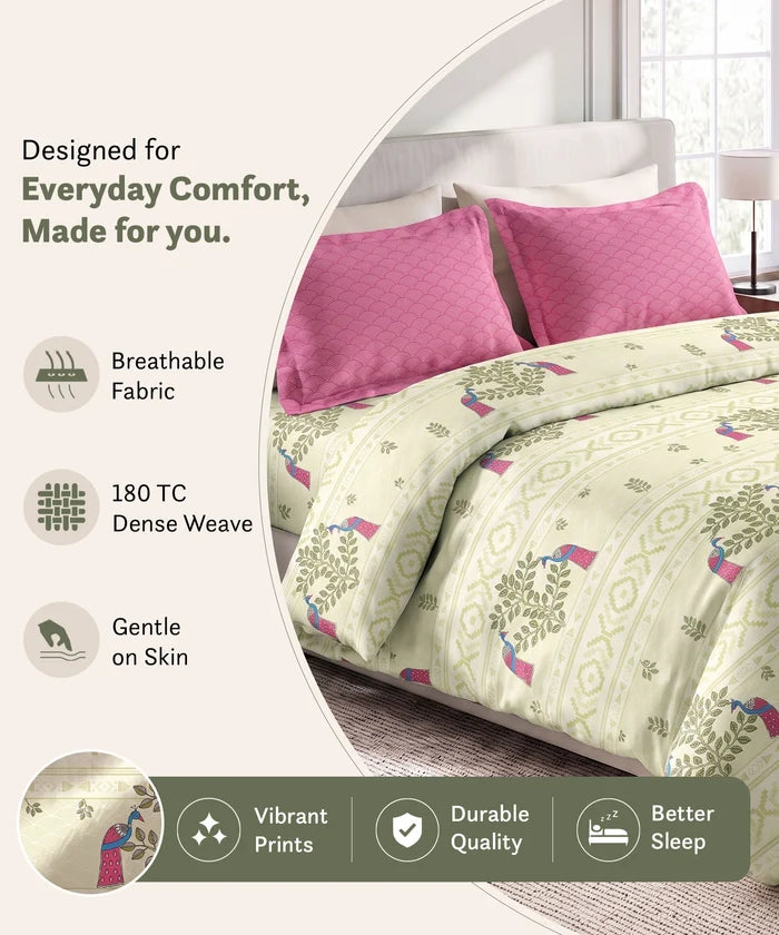 Soft Comfort King Bedsheet Set, RITVI | 180 TC Cotton|2 Pillow Covers