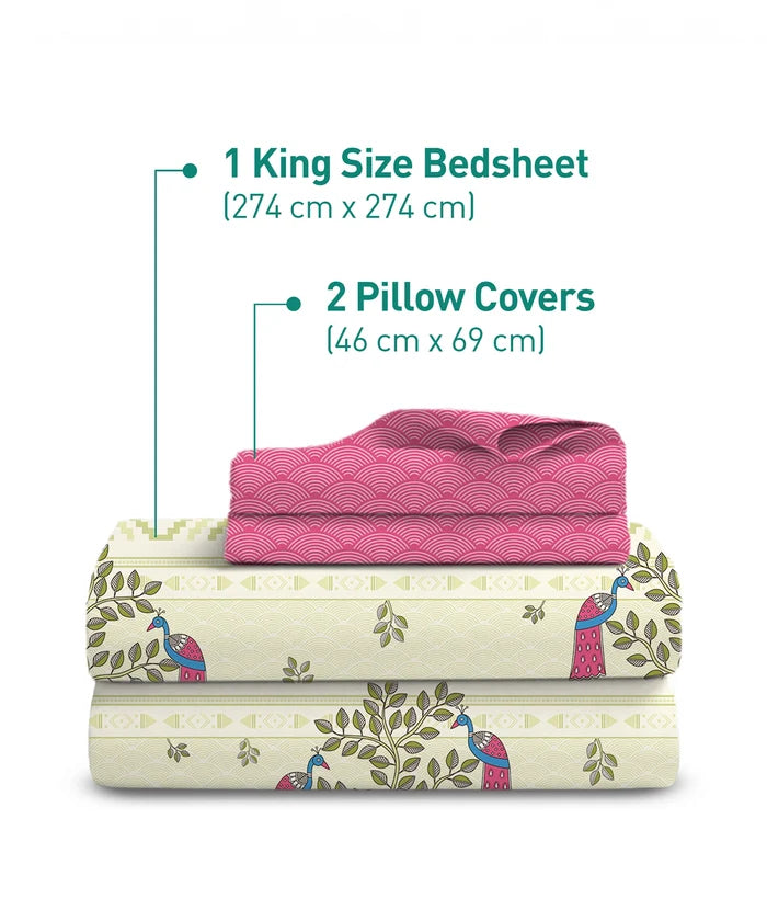 Soft Comfort King Bedsheet Set, RITVI | 180 TC Cotton|2 Pillow Covers