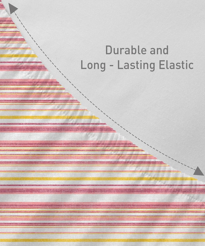 Soft Comfort King Fitted Bedsheet Set, Bloom Era |200TC Cotton|2 Pillow Covers
