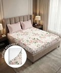Soft Comfort King Fitted Bedsheet Set, DAISY |180 TC Cotton|2 Pillow Covers