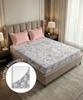 Soft Comfort King Fitted Bedsheet Set, ELYSIN |180 TC Cotton|2 Pillow Covers