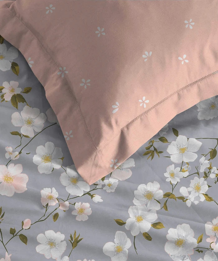 Soft Comfort King Fitted Bedsheet Set, ELYSIN |180 TC Cotton|2 Pillow Covers