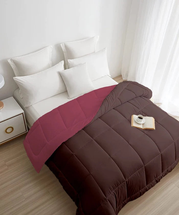 Soft Comfort Solid Double AC Comforter, Hot Chocolate|200 GSM Micro Polyester|Reversible