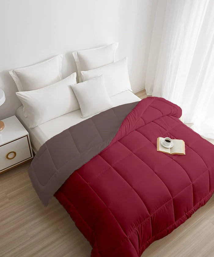 Soft Comfort Solid Double AC Comforter, Hot Chocolate|200 GSM Micro Polyester|Reversible