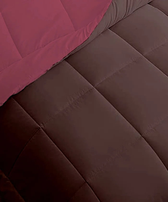 Soft Comfort Solid Double AC Comforter, Hot Chocolate|200 GSM Micro Polyester|Reversible