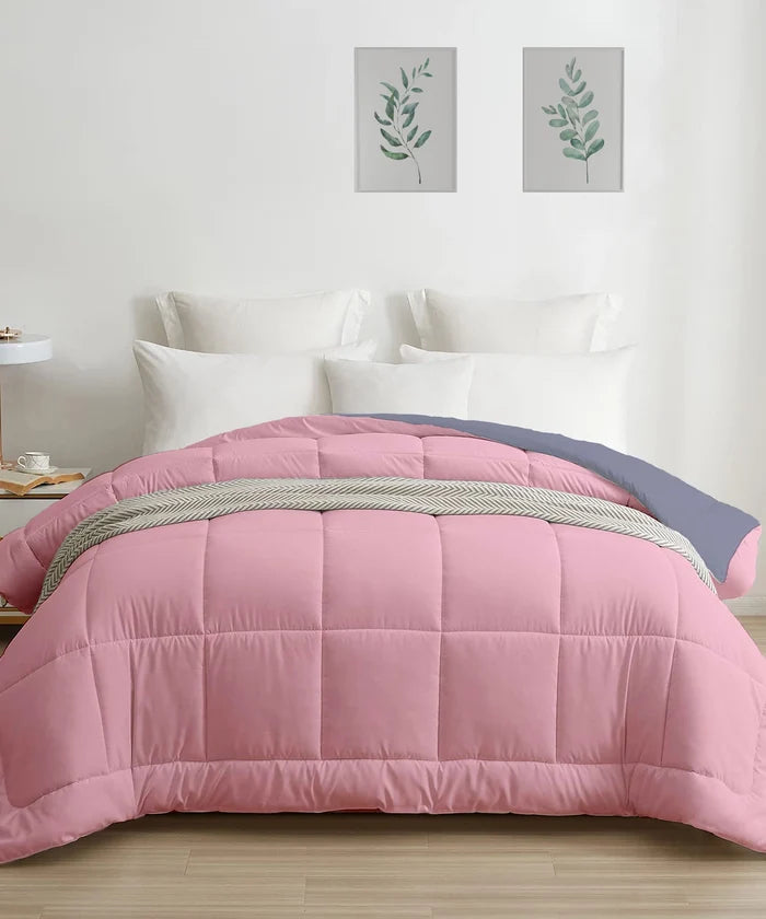 Soft Comfort Solid Double AC Comforter, Rose Dust|200 GSM Micro Polyester|Reversible