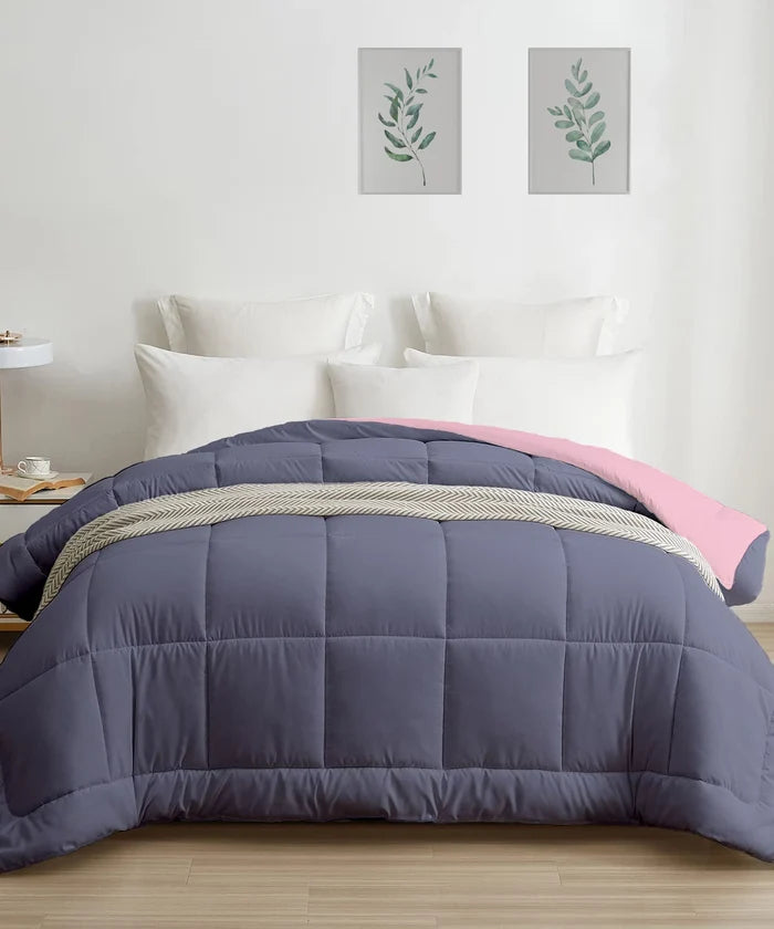 Soft Comfort Solid Double AC Comforter, Rose Dust|200 GSM Micro Polyester|Reversible
