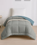 Soft Comfort Solid Single AC Comforter, Blue Fog|200 GSM Micro Polyester|Reversible