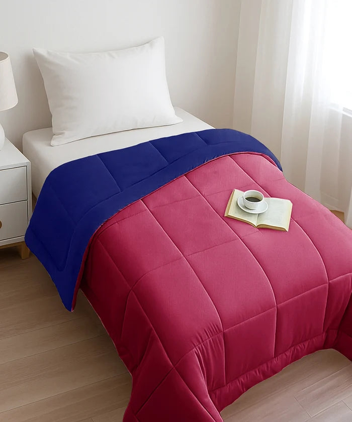 Soft Comfort Solid Single AC Comforter, French Roast|200 GSM Micro Polyester|Reversible