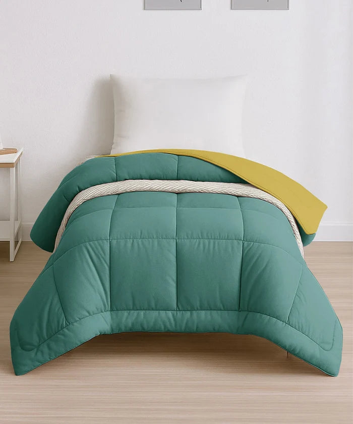 Soft Comfort Solid Single AC Comforter, Tipsy Torquoise|200 GSM Micro Polyester|Reversible
