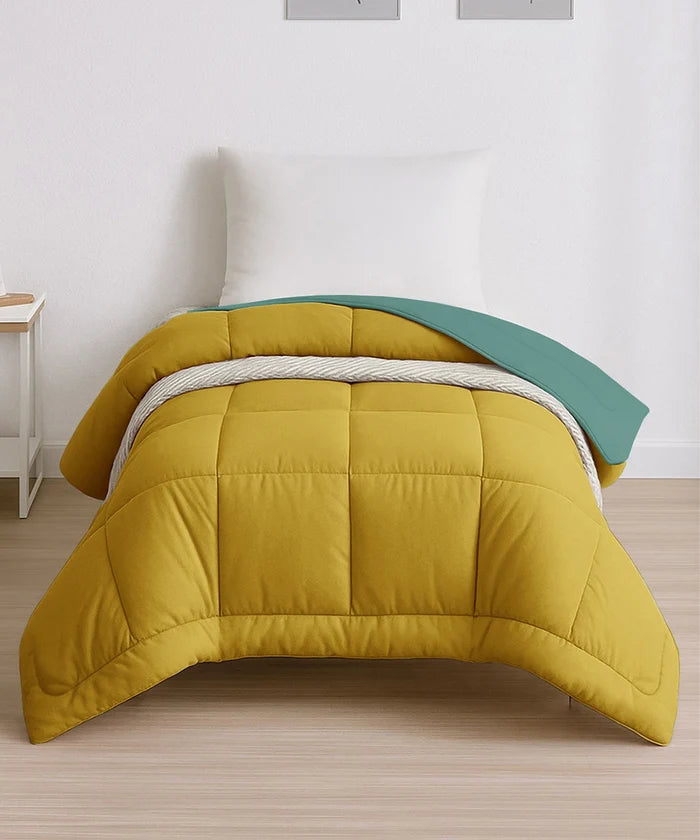 Soft Comfort Solid Single AC Comforter, Tipsy Torquoise|200 GSM Micro Polyester|Reversible