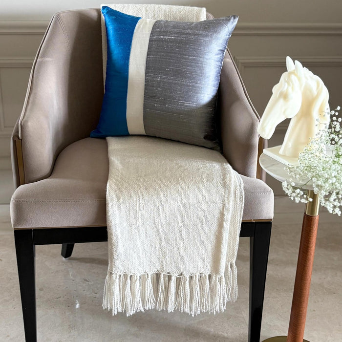 Splendour Blue - Blue & Grey Silk Decorative Euro Sham