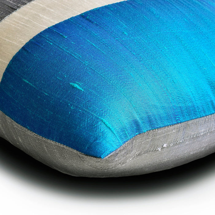 Splendour Blue - Blue & Grey Silk Decorative Euro Sham