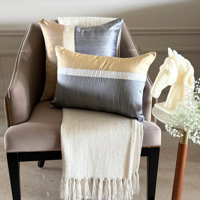 Splendour Gold - Gold & Grey Silk Decorative Euro Sham