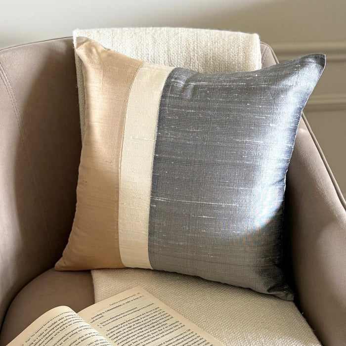 Splendour Gold - Gold & Grey Silk Decorative Euro Sham