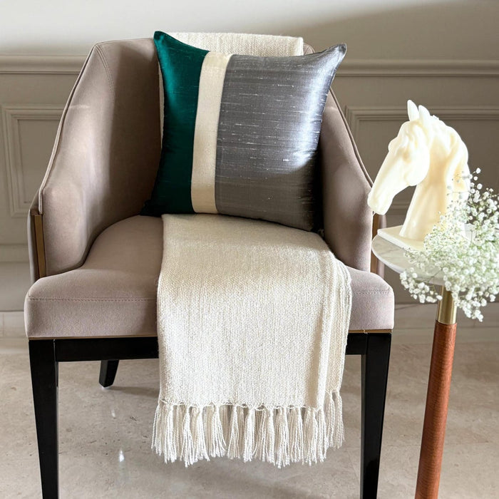 Splendour Green - Green & Grey Silk Decorative Euro Sham