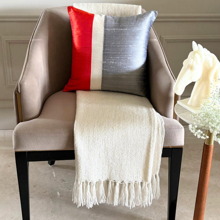 Splendour Orange - Orange & Grey Silk Decorative Euro Sham