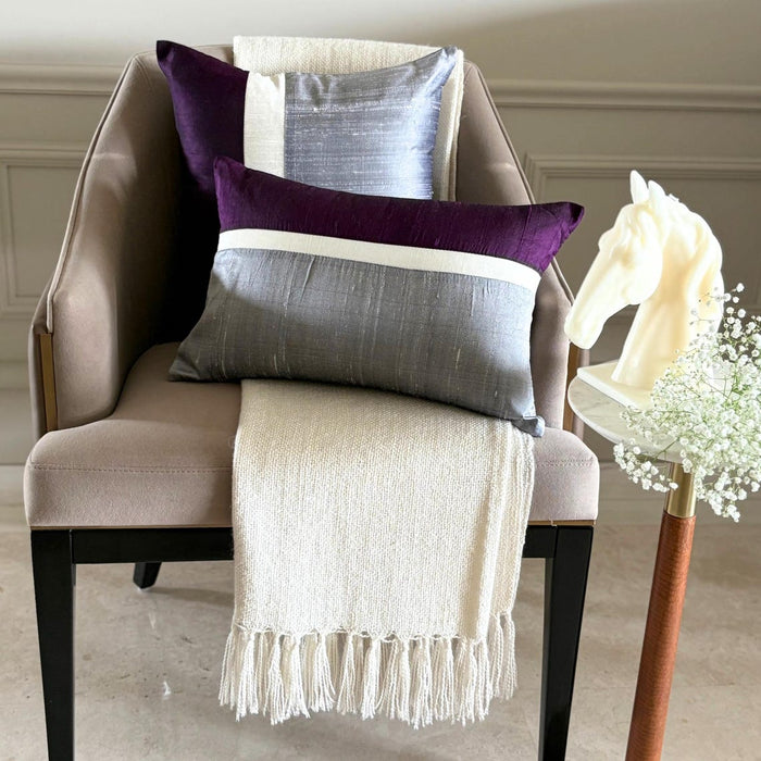 Splendour Purple - Purple & Grey Silk Decorative Euro Sham