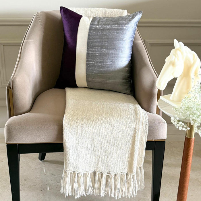 Splendour Purple - Purple & Grey Silk Decorative Euro Sham