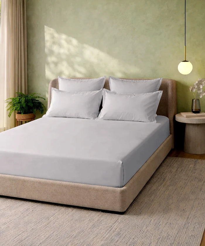 Style me Solid King Bedsheet, Grey |180 TC Cotton|2 Pillow Covers|Solid