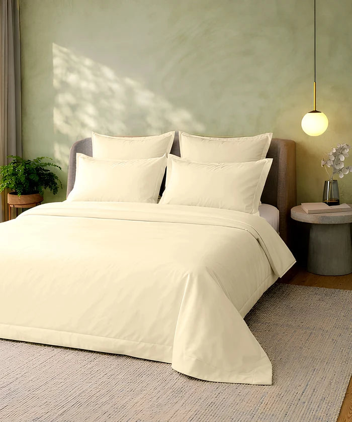 Style me Solid King Bedsheet, Lemon |180 TC Cotton|2 Pillow Covers|Solid