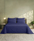 Style me Solid King Bedsheet, Navy |180 TC Cotton|2 Pillow Covers|Solid