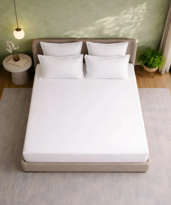 Style me Solid King Bedsheet, White |180 TC Cotton|2 Pillow Covers|Solid