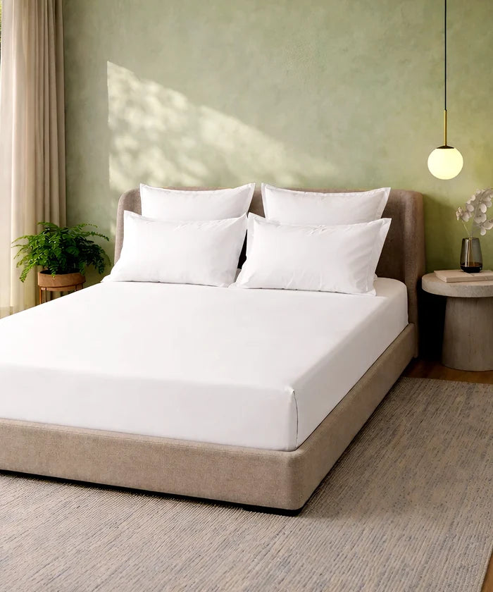 Style me Solid King Bedsheet, White |180 TC Cotton|2 Pillow Covers|Solid