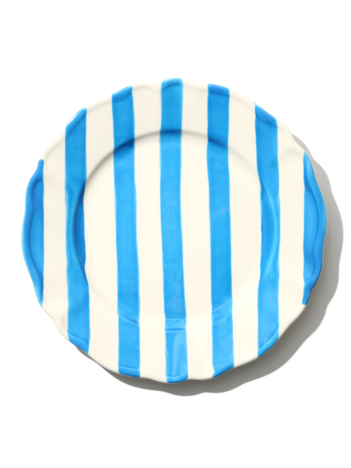 Summer Petal Plate, Blue Stripe, 11 Inch