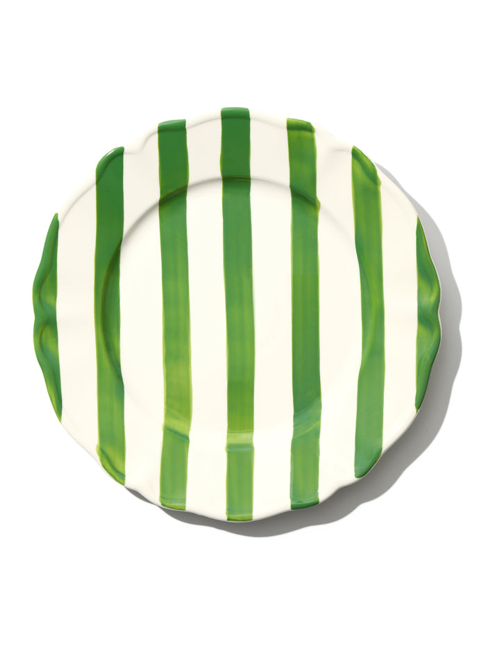 Summer Petal Plate, Green Stripe, 11 Inch