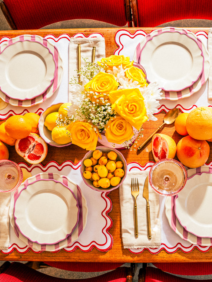 Summer Petal Plate, Pink Stripe, 11 Inch