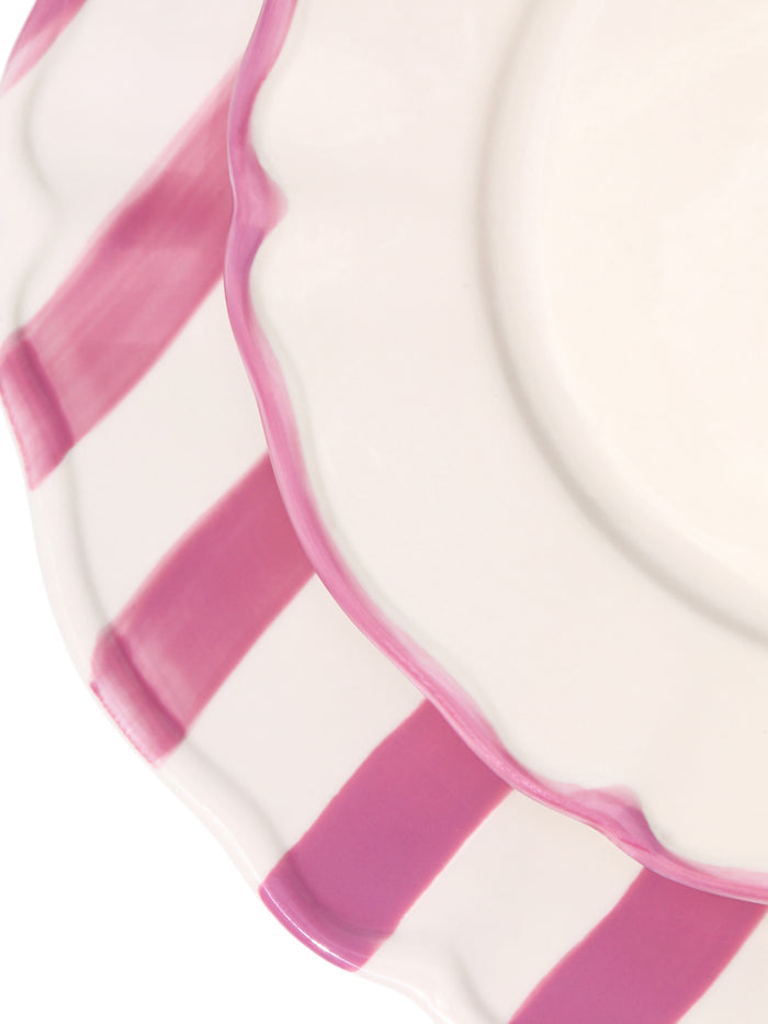 Garden Feast Plate, Pink Stripe, 11 Inch