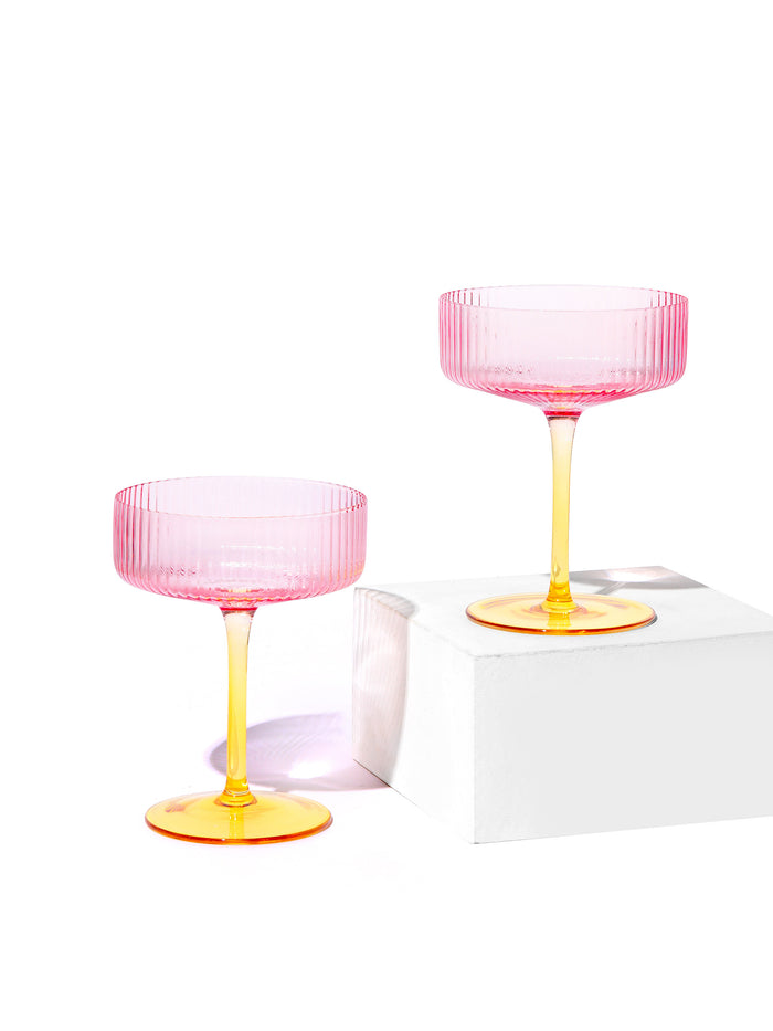 Sunset Coupe Cocktail Glass, Stripe