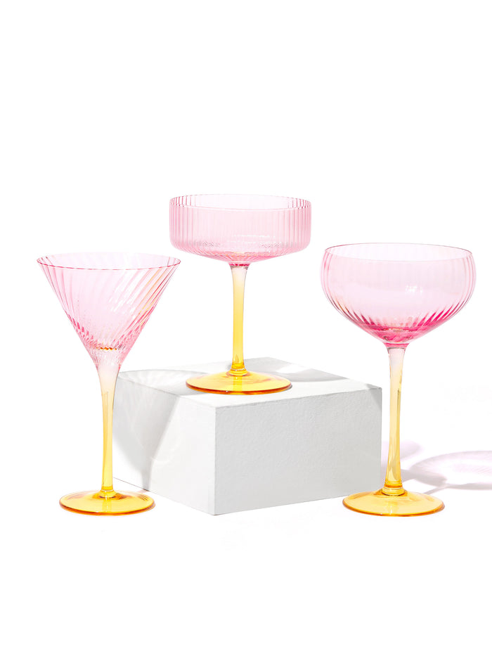 Sunset Coupe Cocktail Glass, Stripe