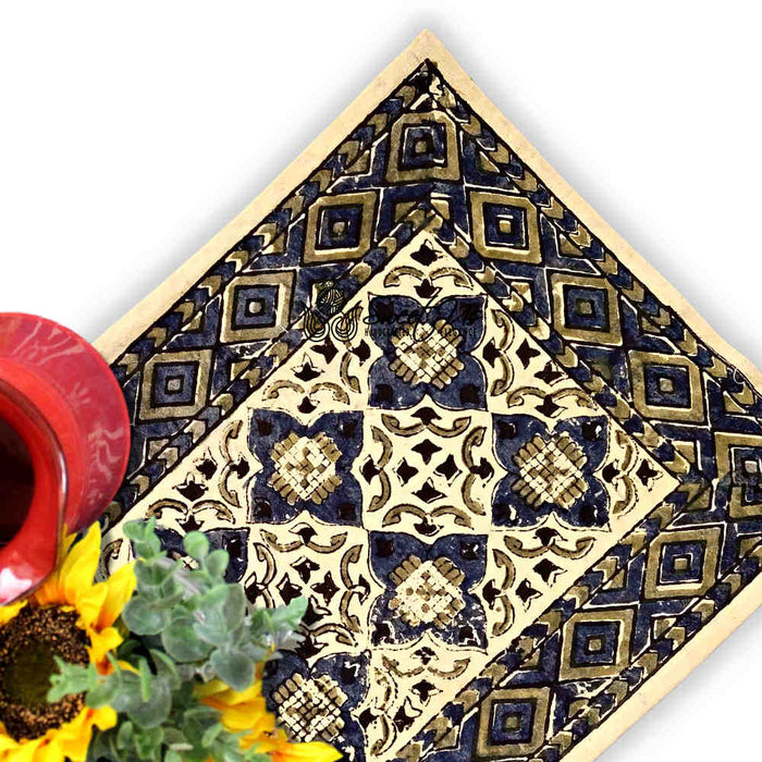 Block Print Cotton Sustainable Geometric Tablecloth Collection, Green - Sweet Us