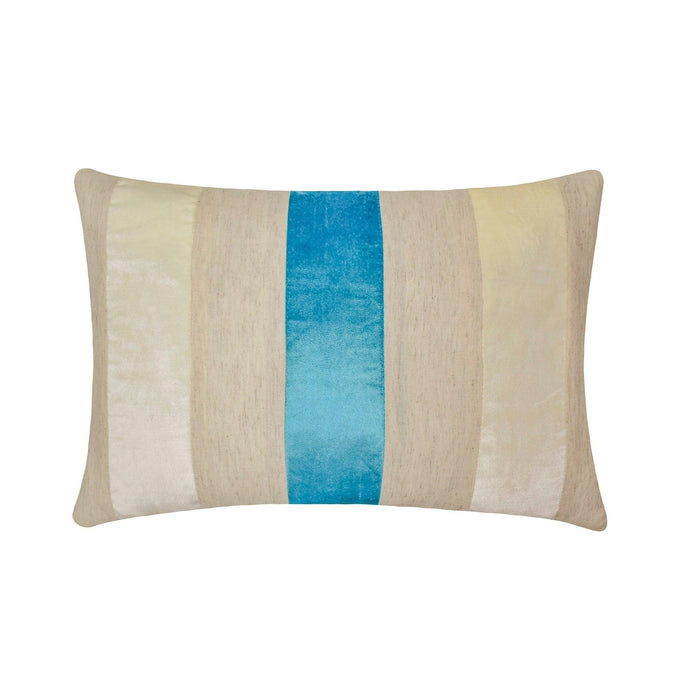 Swathe Turquoise - Blue Linen & Velvet Lumbar Pillow Cover