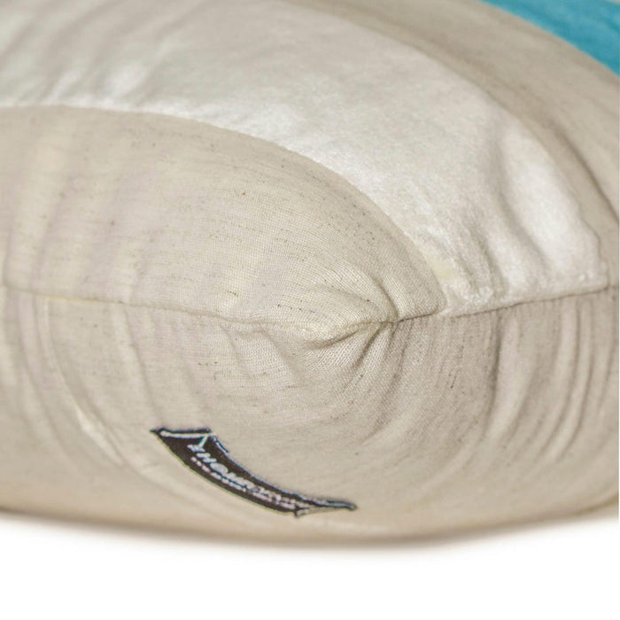 Swathe Turquoise - Blue Linen & Velvet Lumbar Pillow Cover