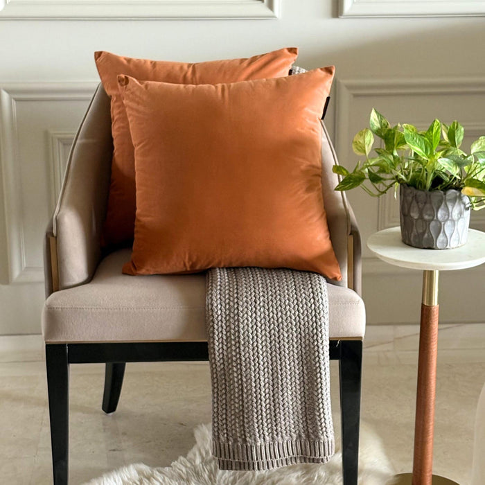 Tan Velvet Throw Pillow Cover